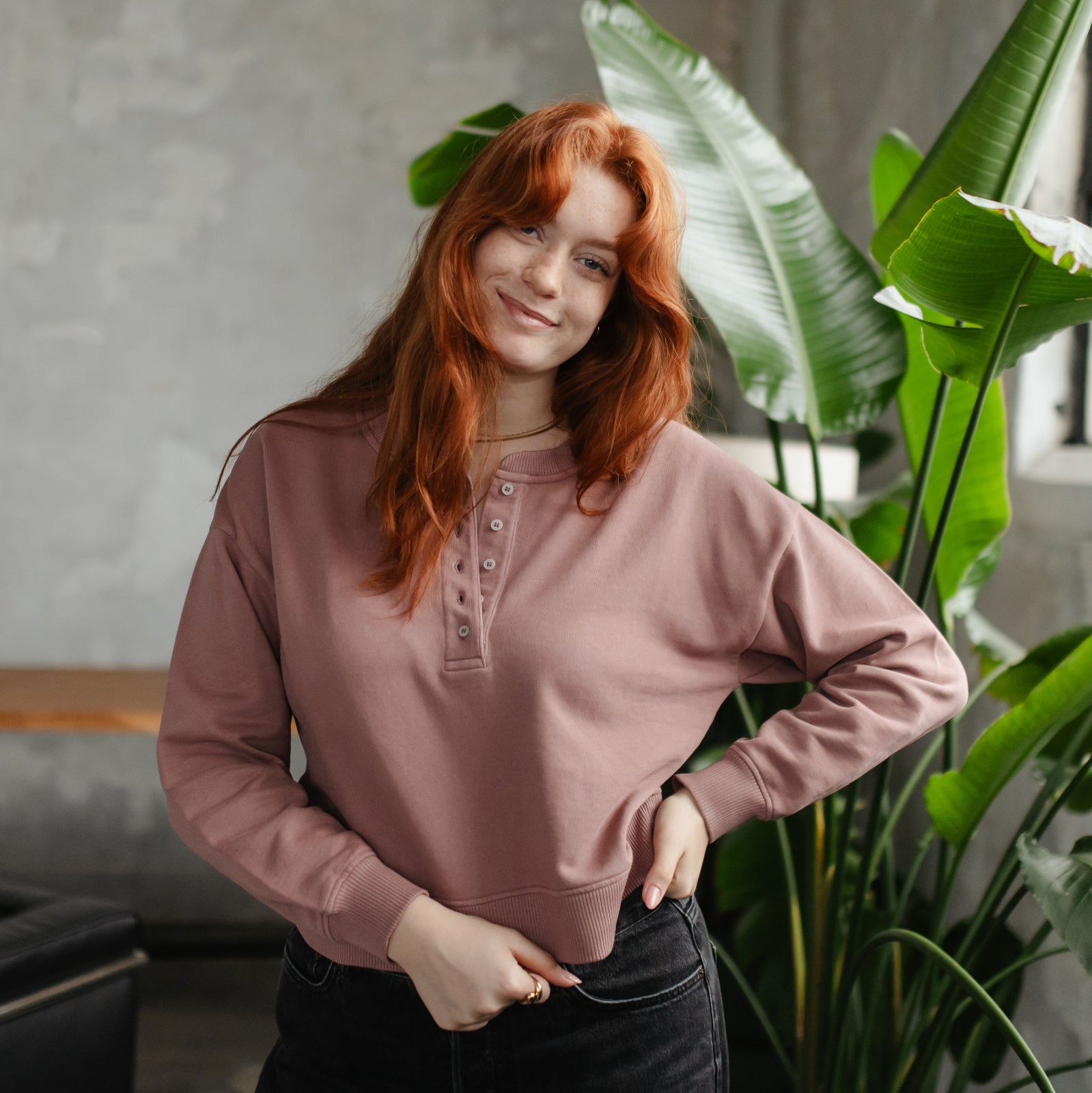 NORDLICHT Vanja Henley Sweater Knopfleiste Bio