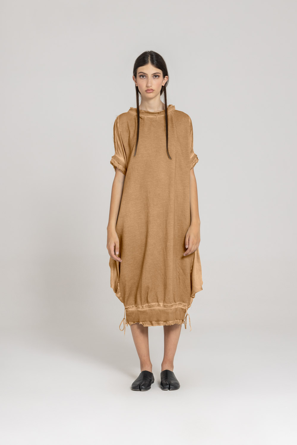 Sanctamuerte Abiti Abito Felpa Kleid Baumwolle Lang Kurzarm
