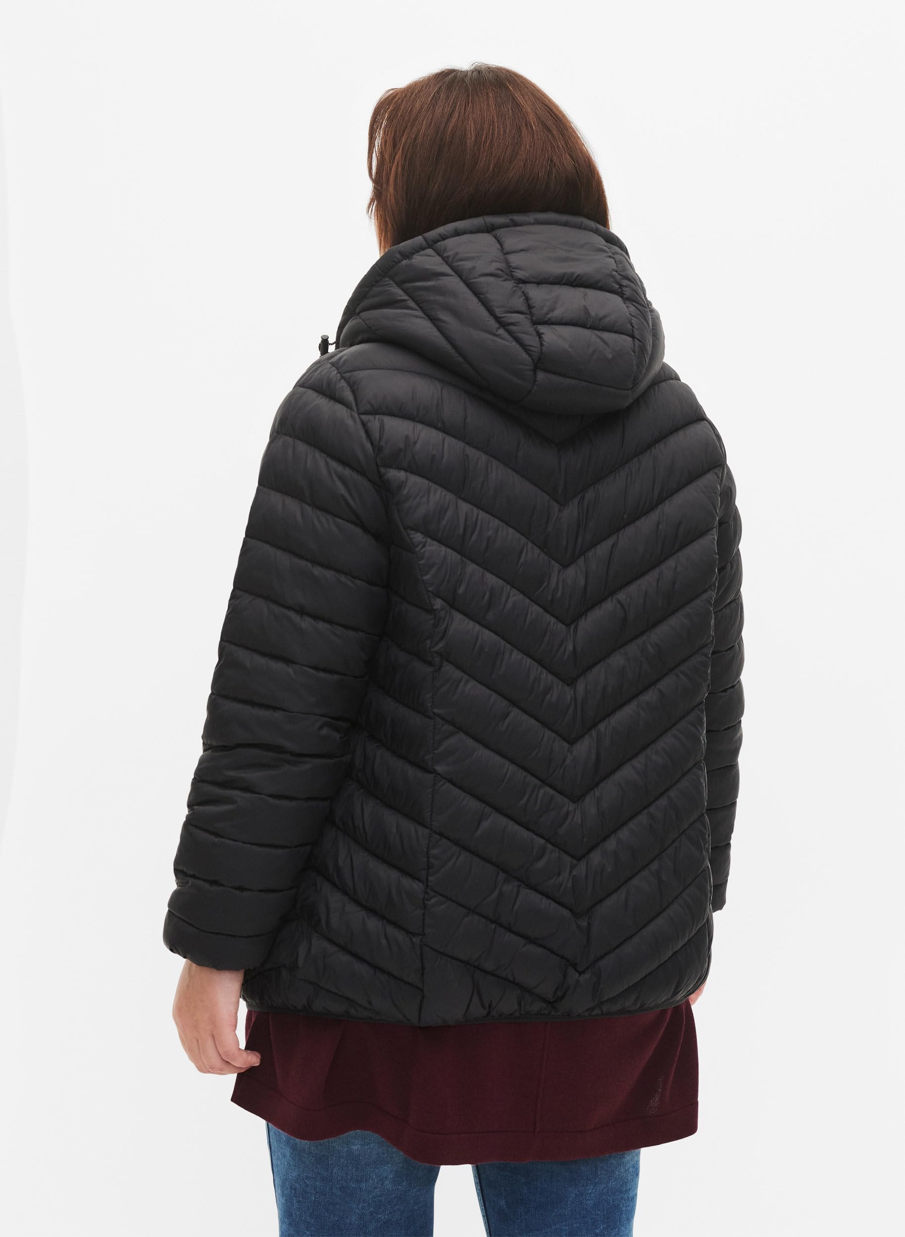 Zizzi Steppjacke mit Kapuze Schwarz Große Größen