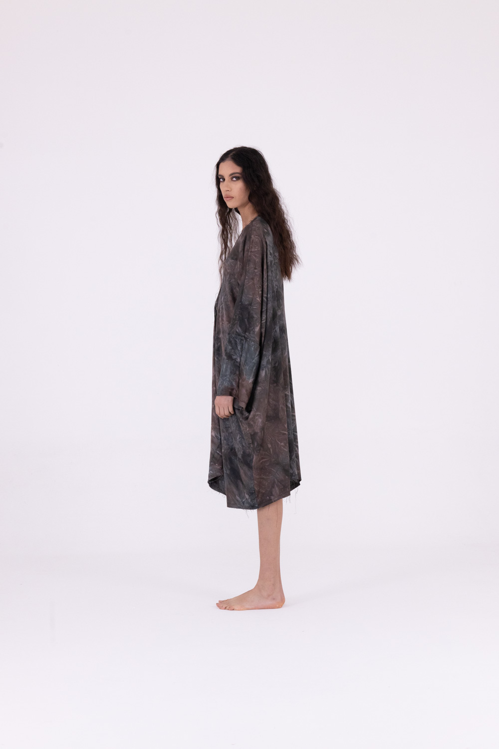 Sanctamuerte Abiti Kimono Midi Kleid Viskose Batik