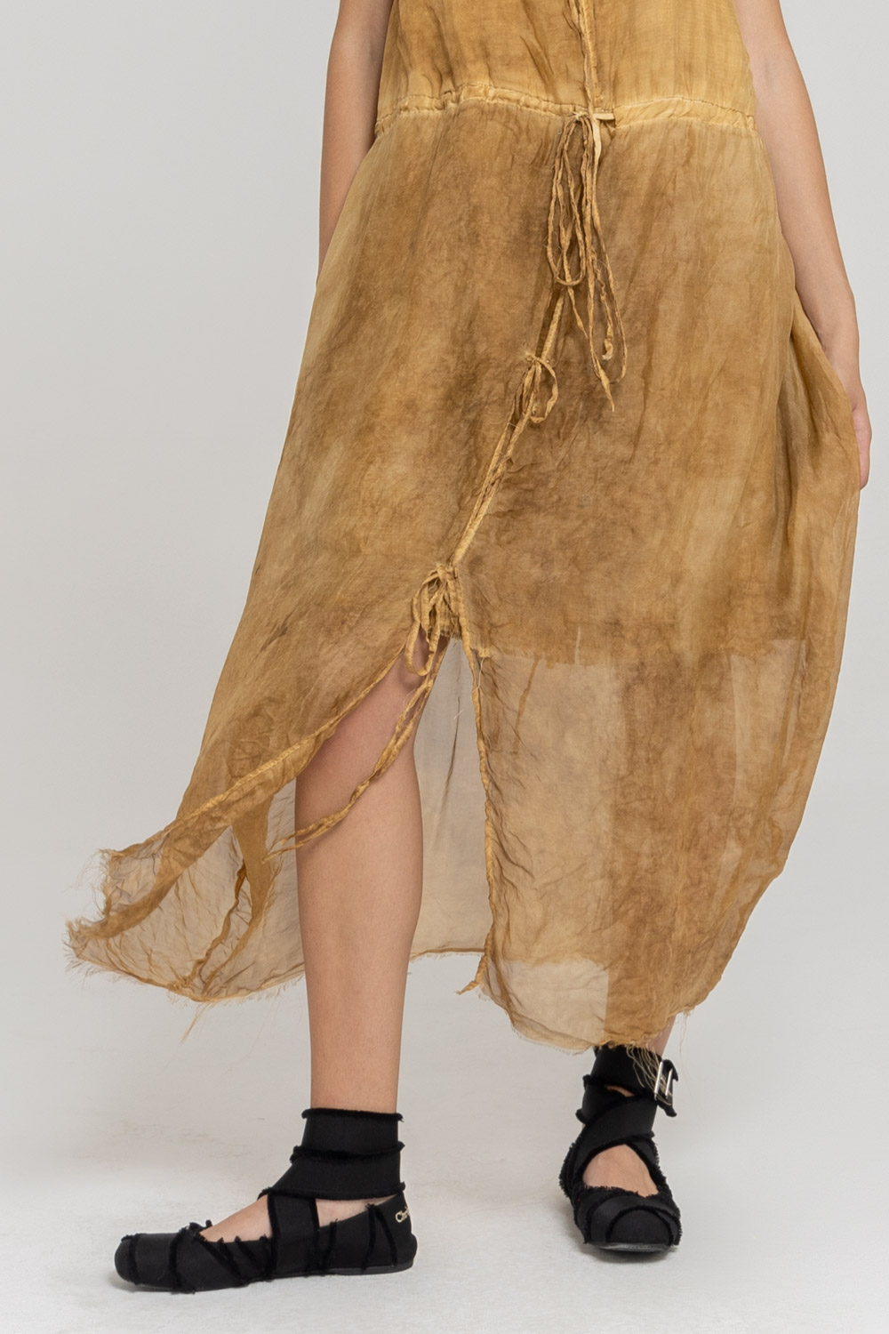 Sanctamuerte Abiti Abito Lungo Kleid Leinen lang Träger