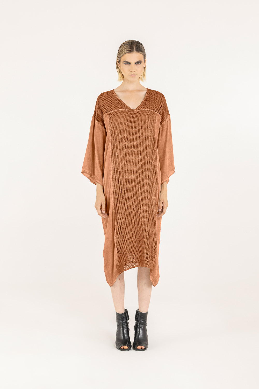 Sanctamuerte Abiti Maxi Abito Kleid Viskose Satin Netz