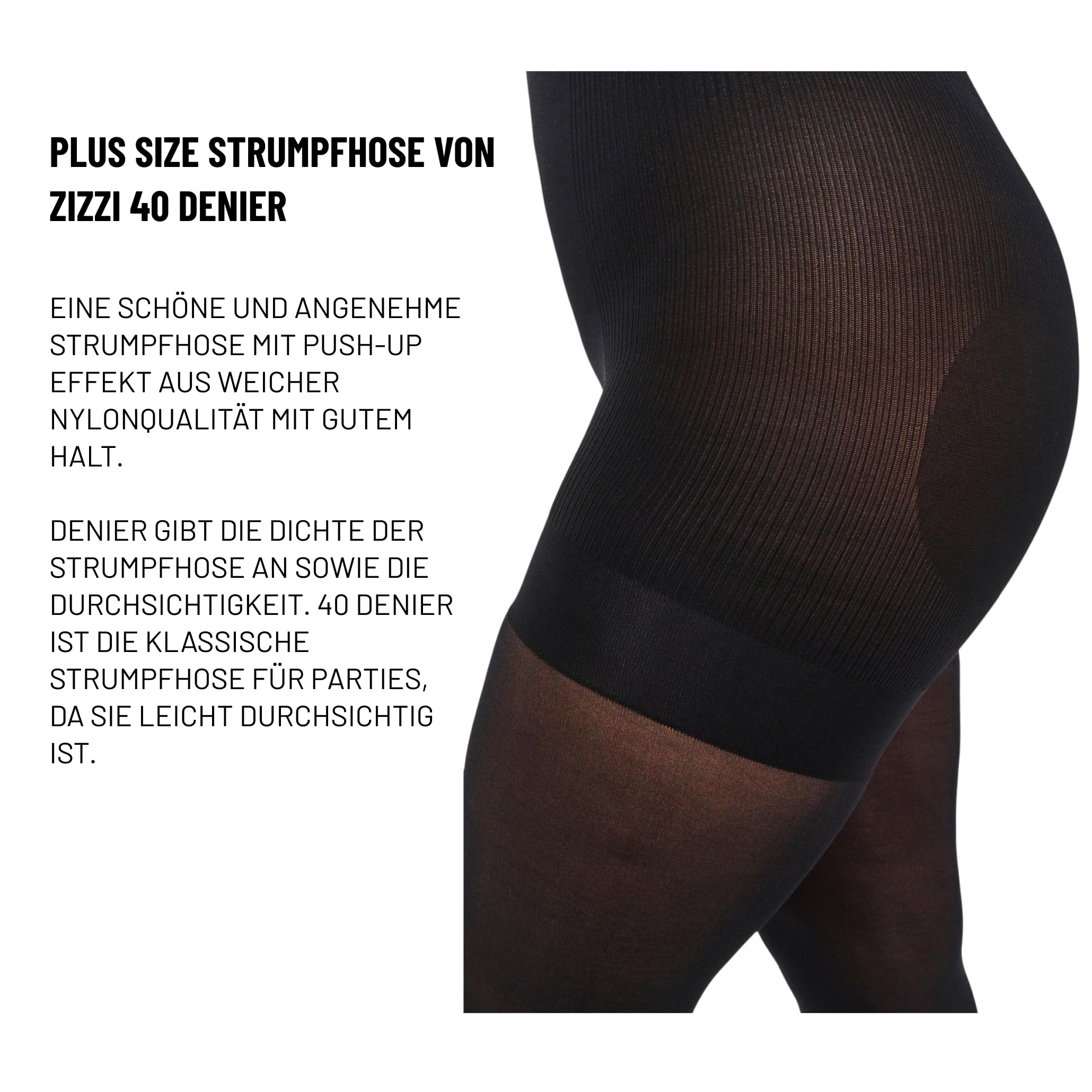 Zizzi Basics Strumpfhose 40 DEN Push-up Schwarz 42-46