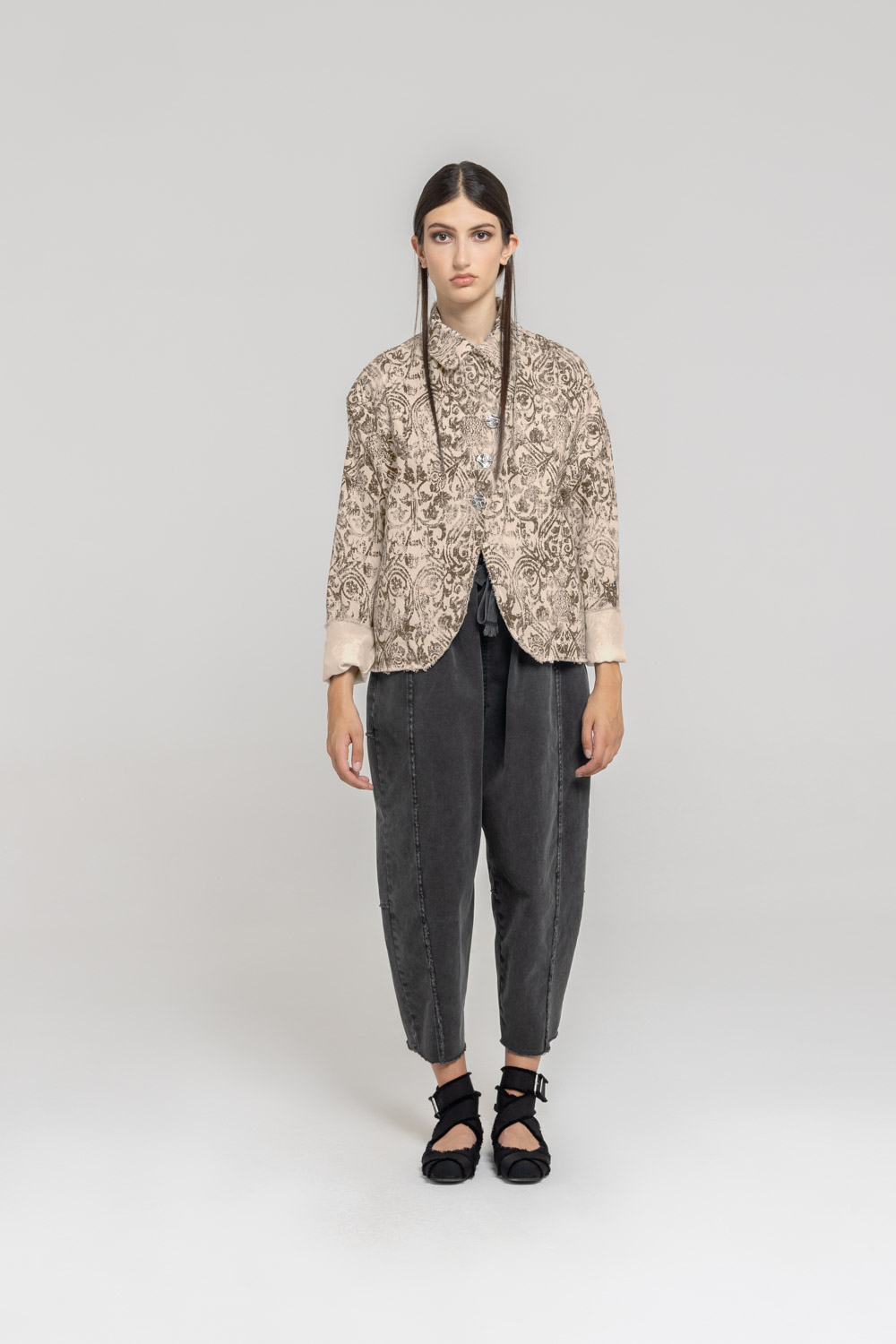 Sanctamuerte Capispalla Blazer Over Blazer Barockmuster Tencel