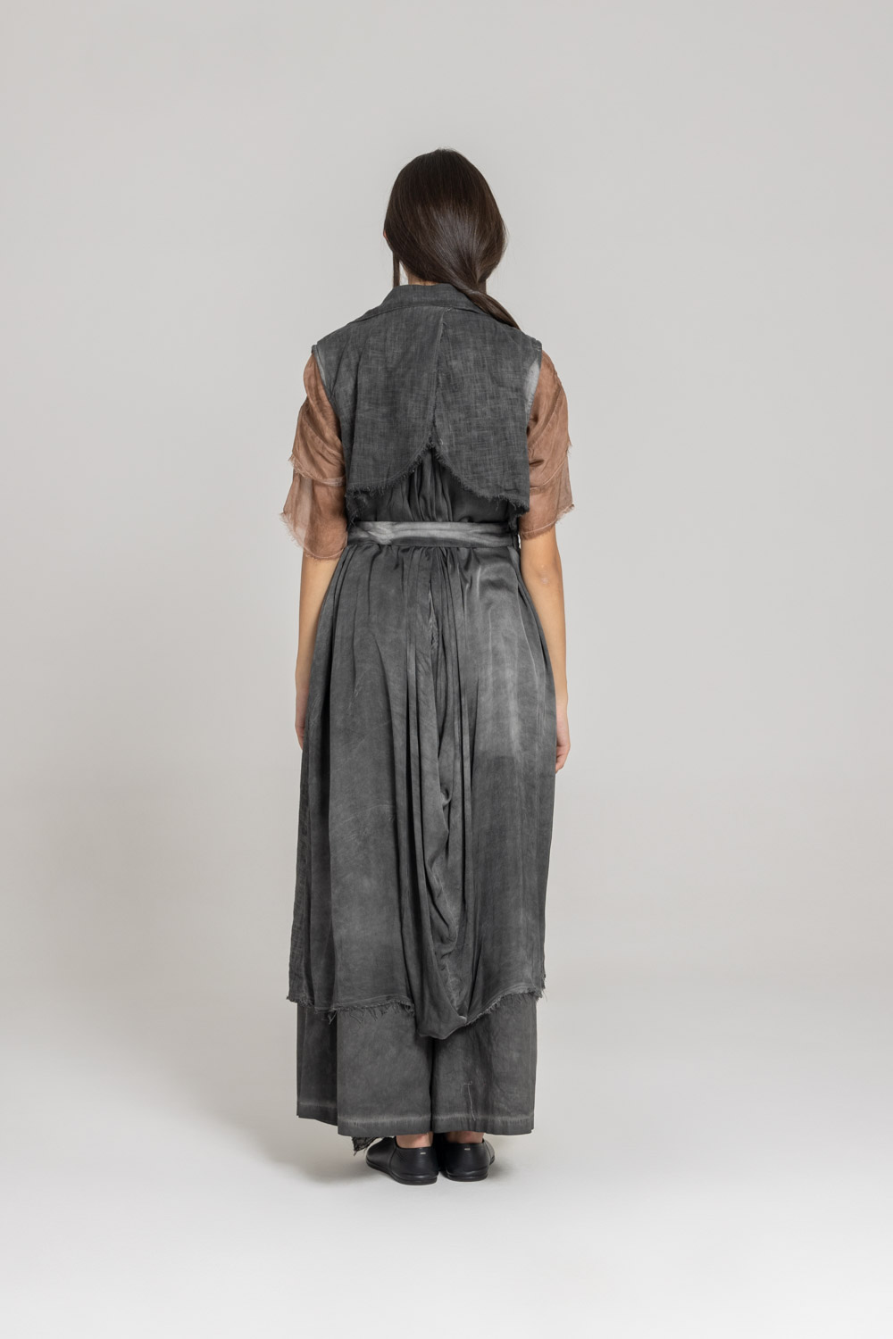 Sanctamuerte Capispalla Maxi Gilet Weste Leinen-Mix lang