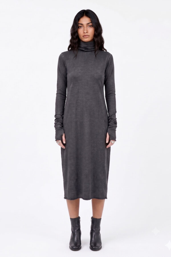Sanctamuerte Abiti Abito Lungo Collo Alto Kleid Baumwolle