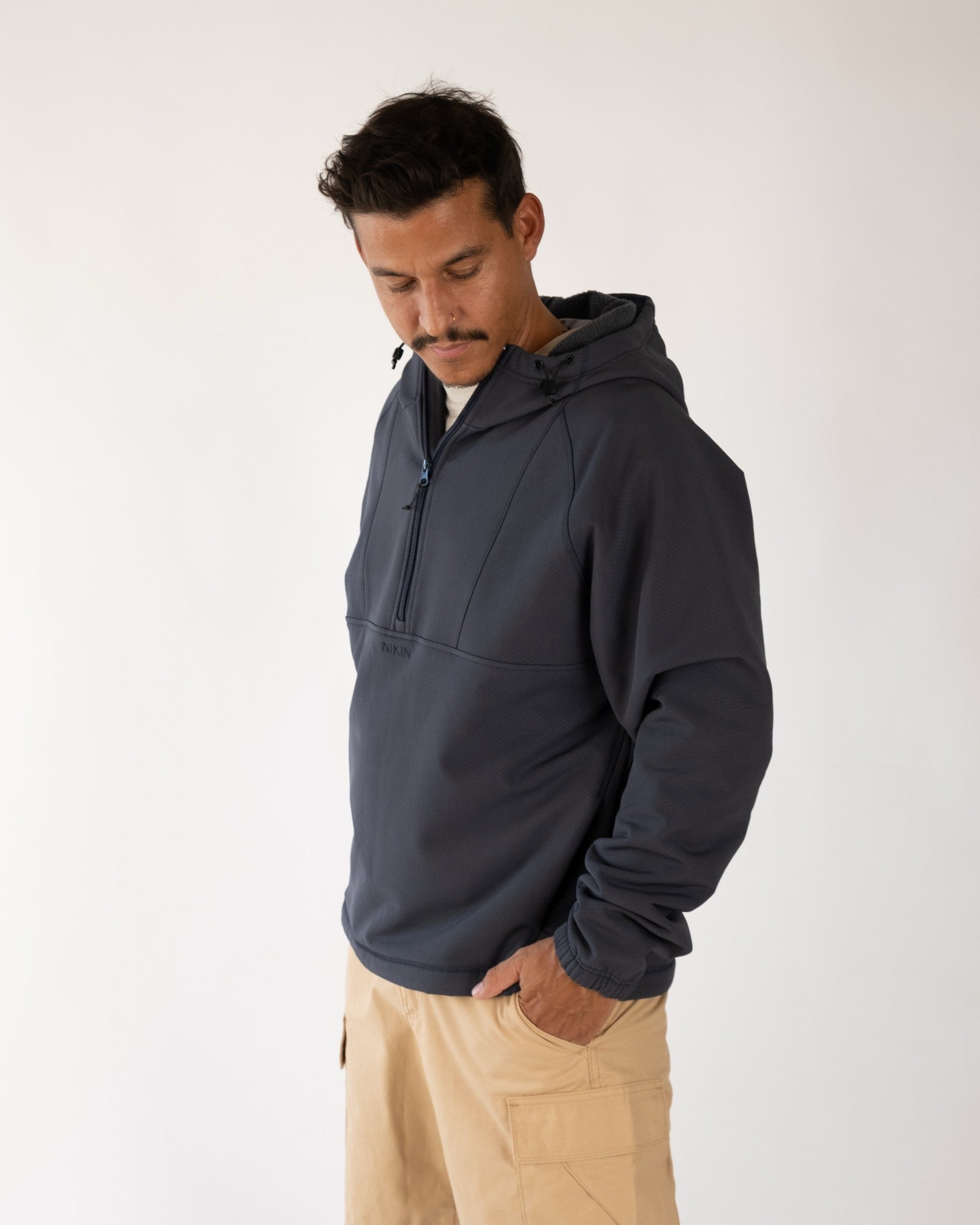 NIKIN TreeHoodie Quarter Zip Hoodie Dark Ink Stormfleece