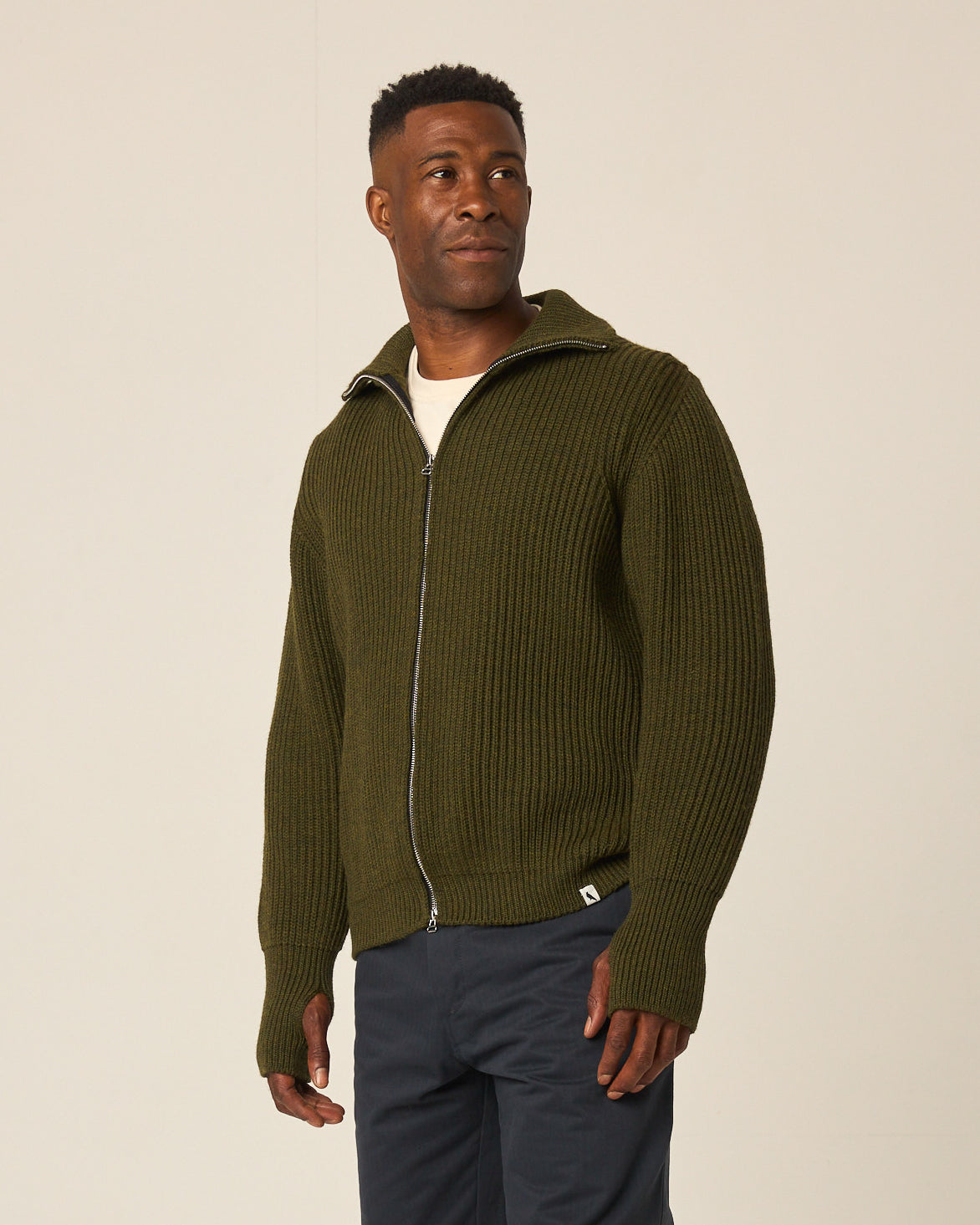 Peregrine Fisherman Cardigan Herren Oak L Merinowolle