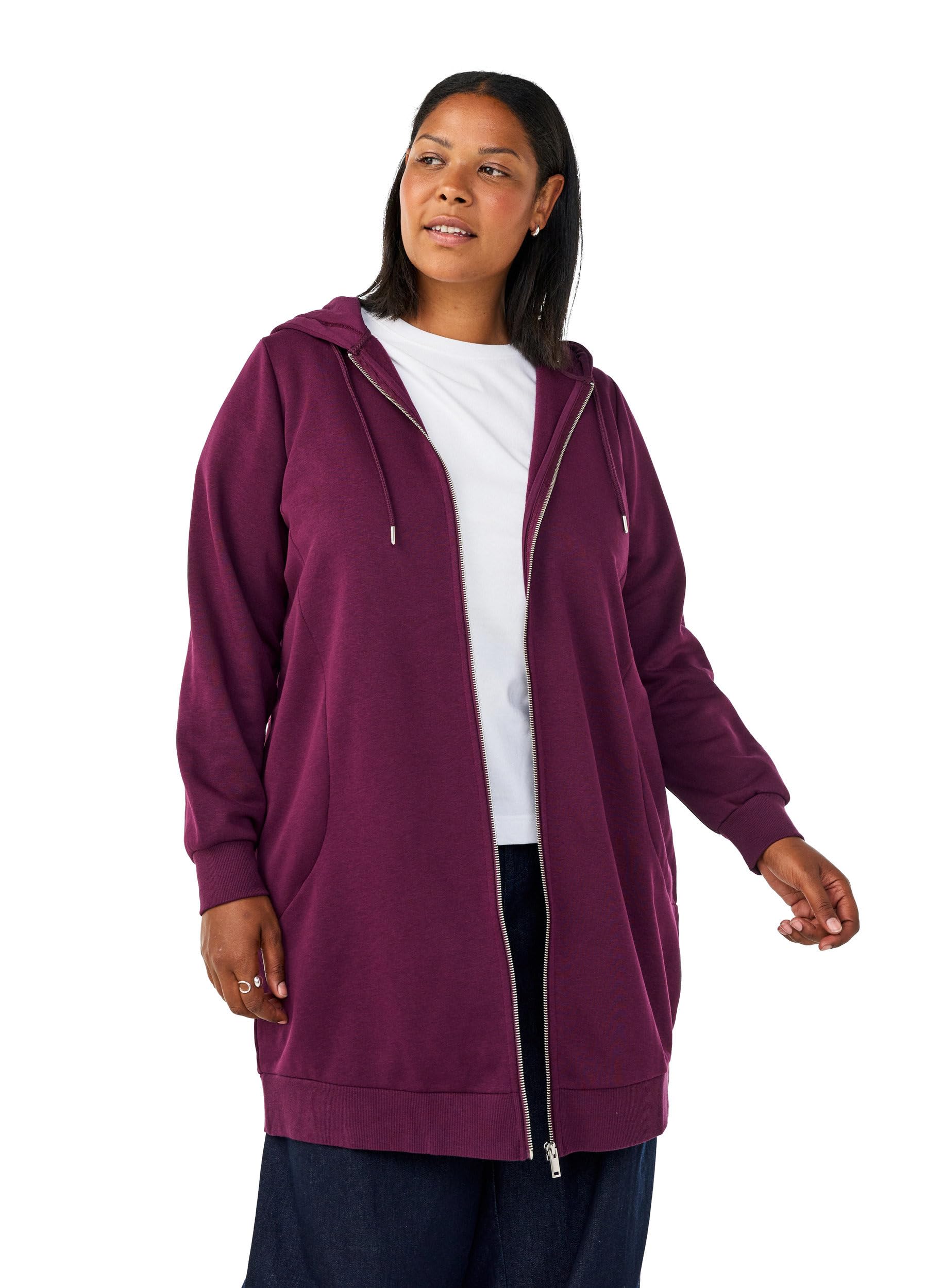 Zizzi Bluse Chiffon Langarm Ponderosa Pine Große Größen