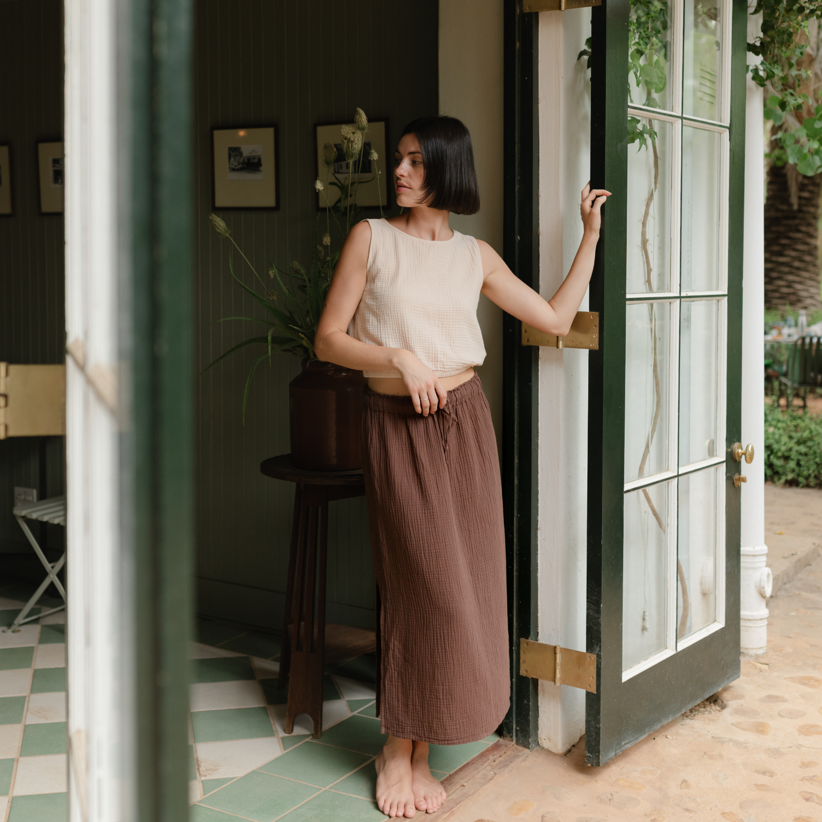 NORDLICHT Marie Musselin Crop Top Natur Bio-Baumwolle