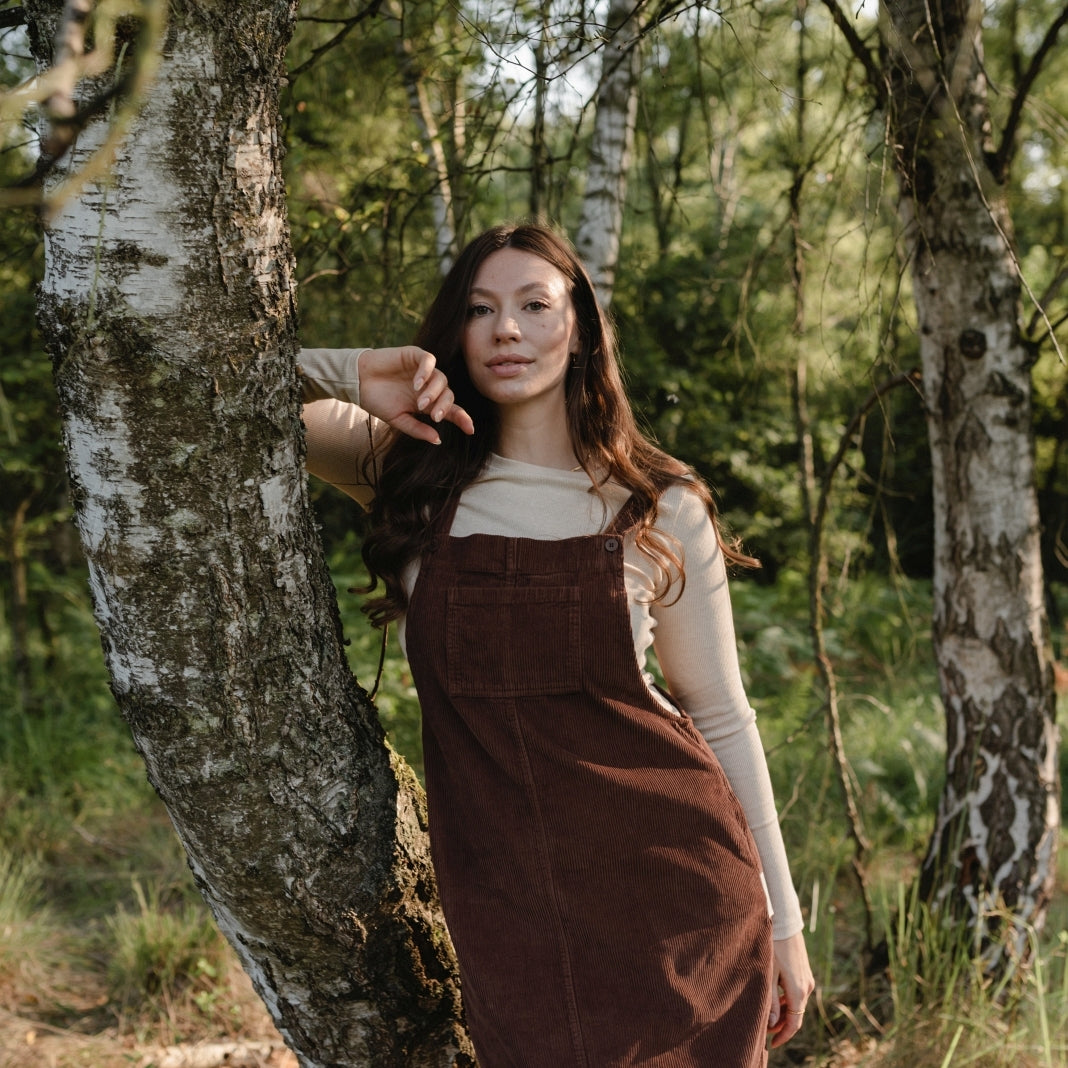 NORDLICHT Mika Cord Latzkleid Braun Gr. M
