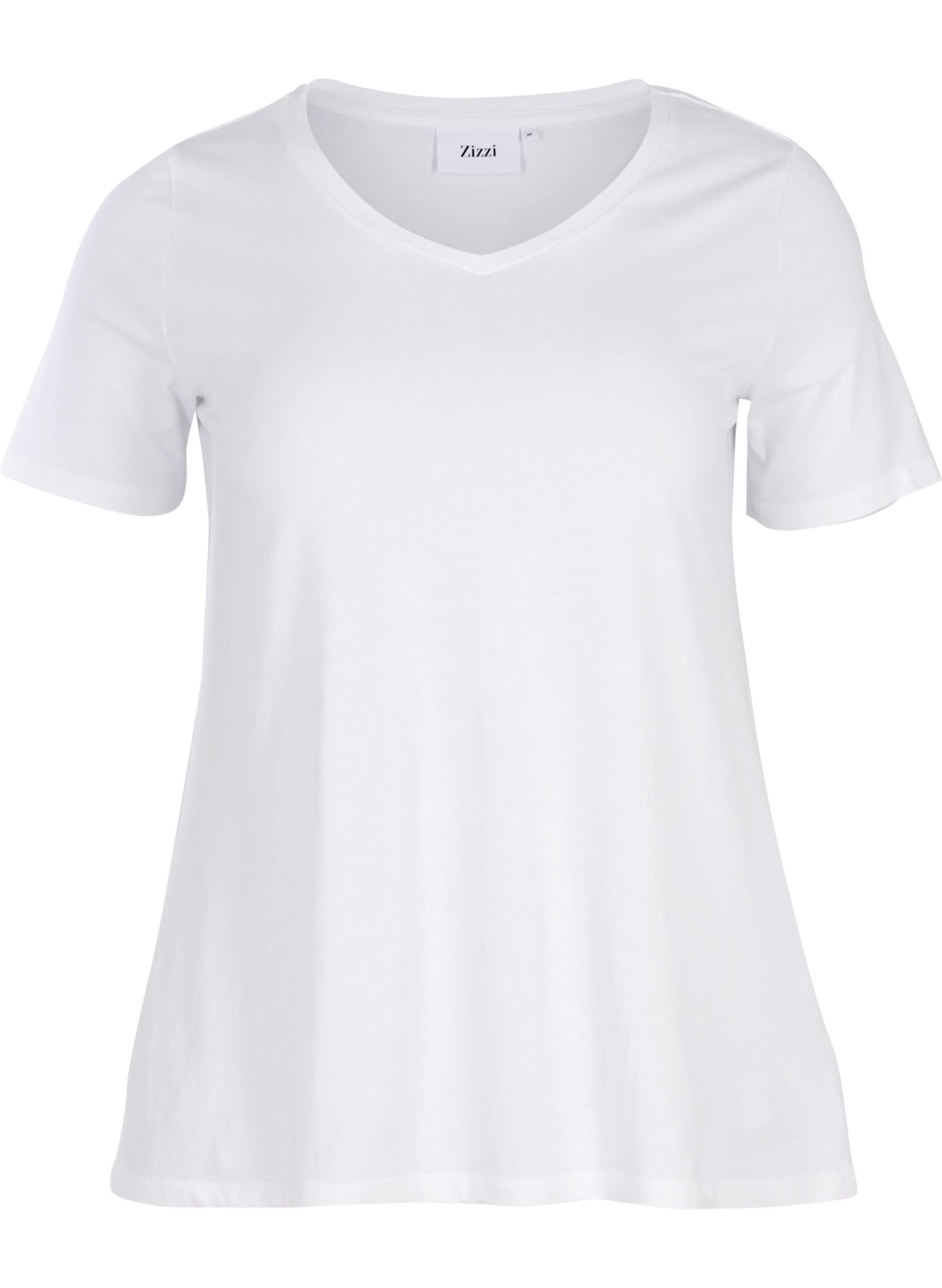 Zizzi T-Shirt Basic Damen Kurzarm V-Ausschnitt Baumwolle