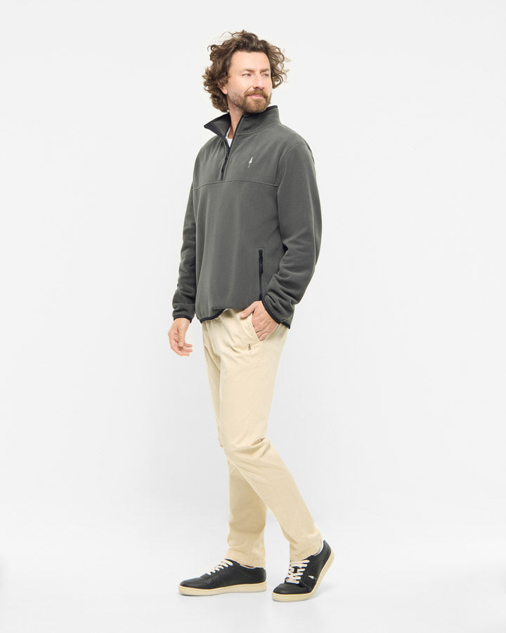 NIKIN TreeFleece Quarter Zip Pullover Ash Green Fleece