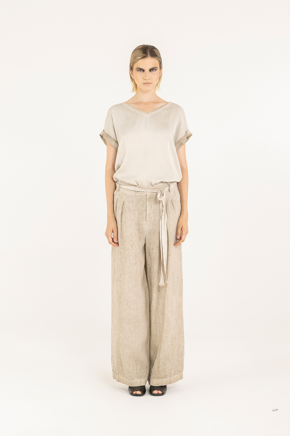 Sanctamuerte Pantaloni Pantalone Regular Hose Leinen Bügelfalte