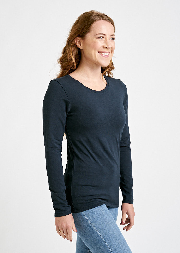 Wijld Maya Langarmshirt Carbon Damen aus Holz anliegend