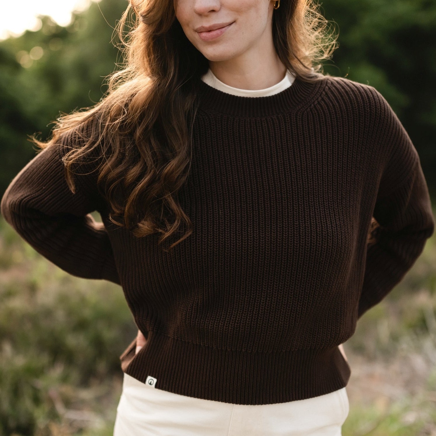 NORDLICHT Mara Grobstrick Pullover Braun Bio-Baumwolle