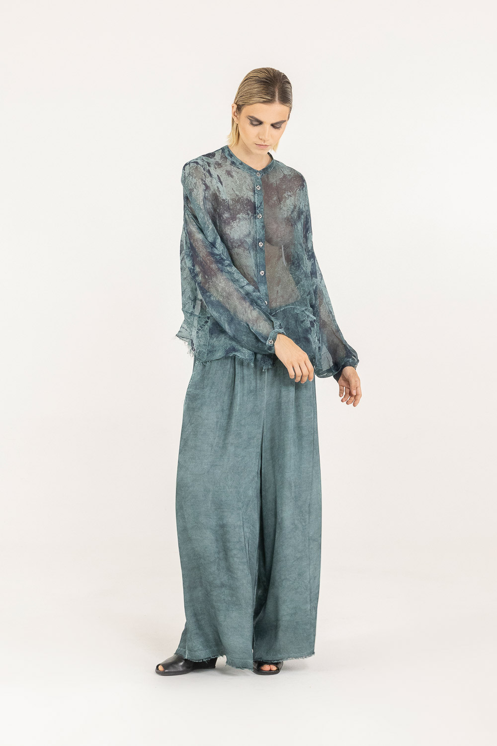 Sanctamuerte Camicie Over Boxy Bluse Viskose Seide