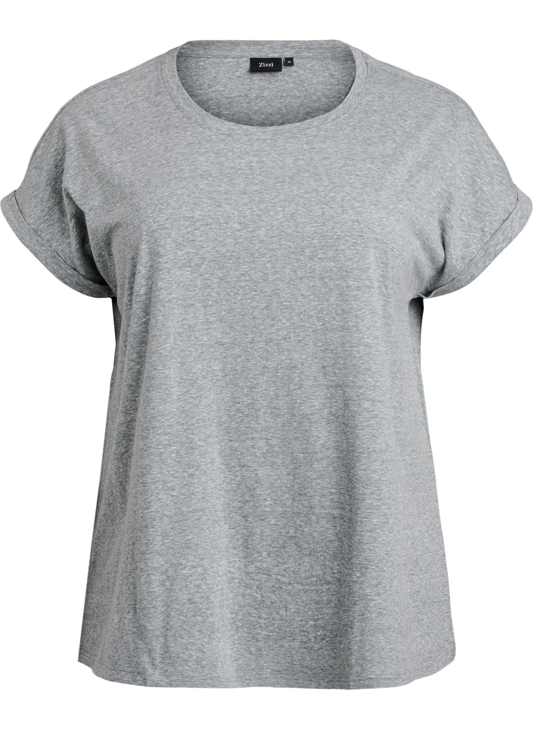 Zizzi T-Shirt Baumwolle Rundhals Kurzarm Balsam Green