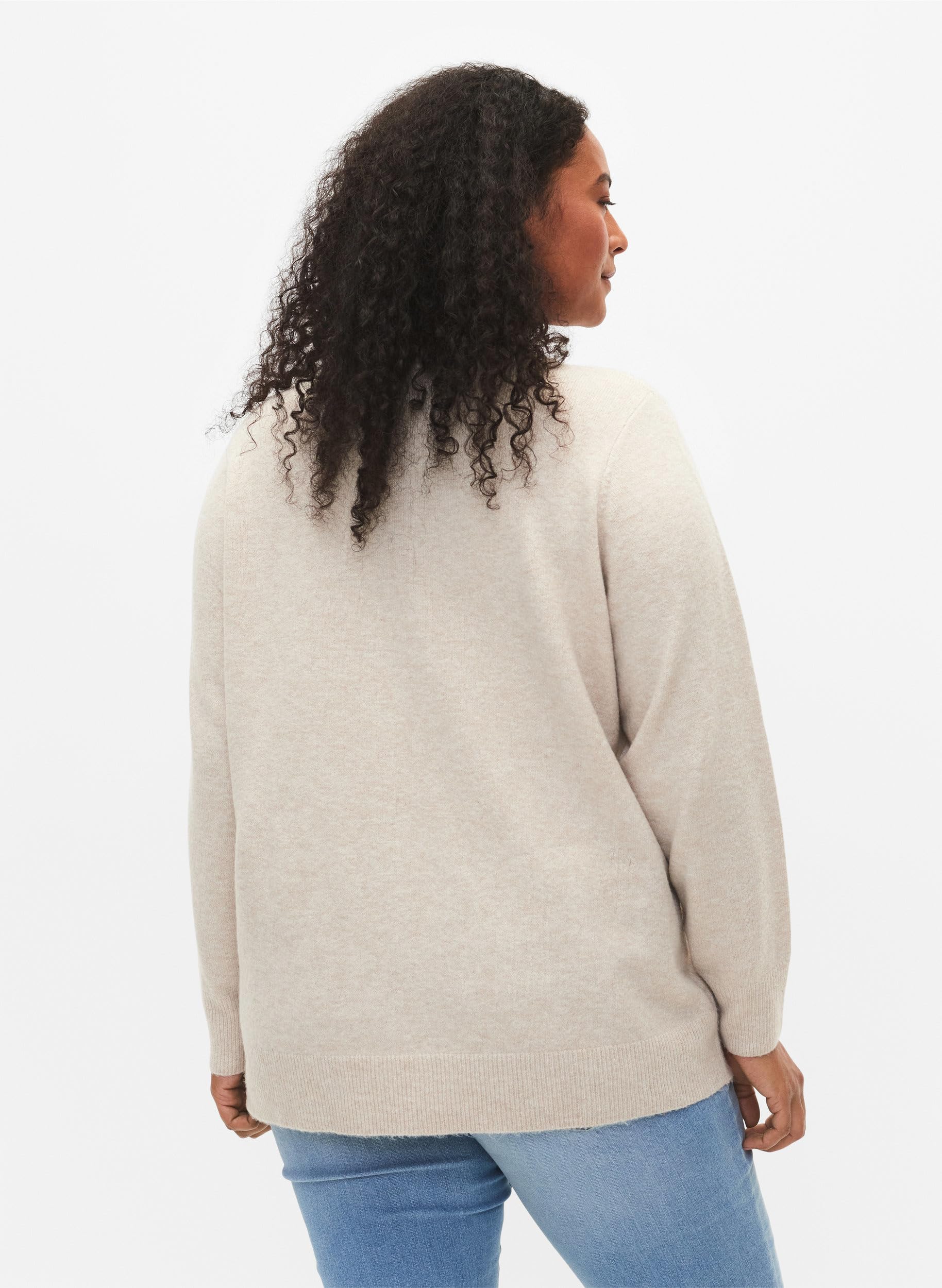 Zizzi Strickpullover Große Größen Melange V-Ausschnitt