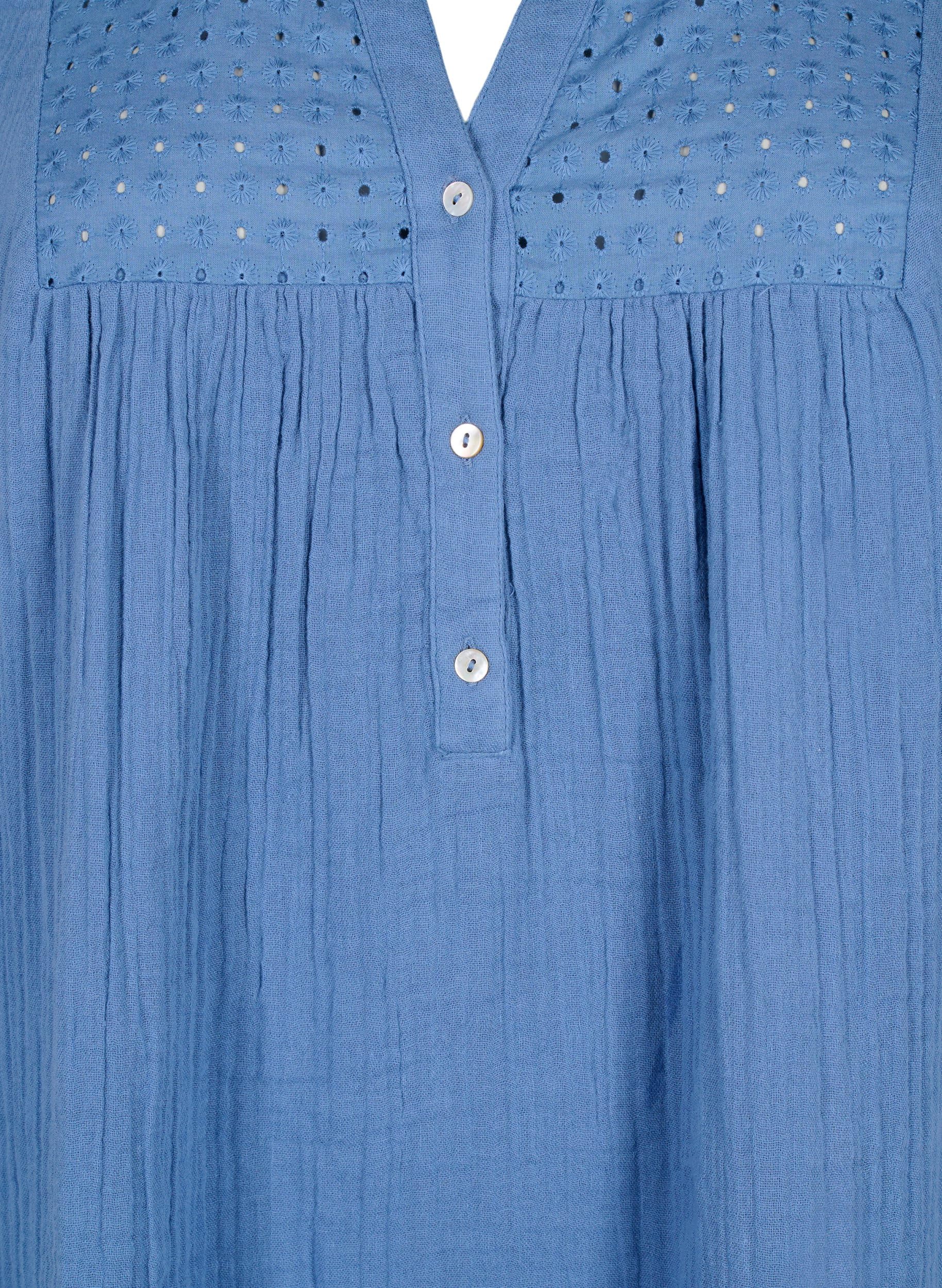 Zizzi T-Shirts & Tops Tunika Baumwolle 3/4 Ärmel Broderie