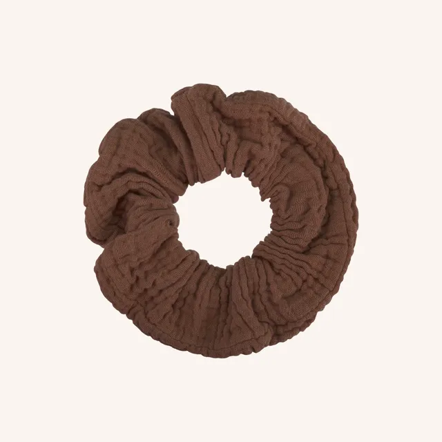 Nordlicht Musselin Scrunchie Braun Bio-Baumwolle Zero Waste