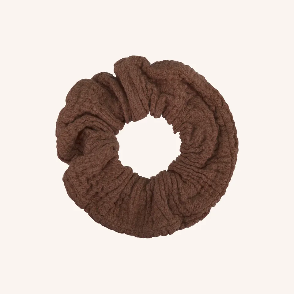 Nordlicht Musselin Scrunchie Braun Bio-Baumwolle Zero Waste