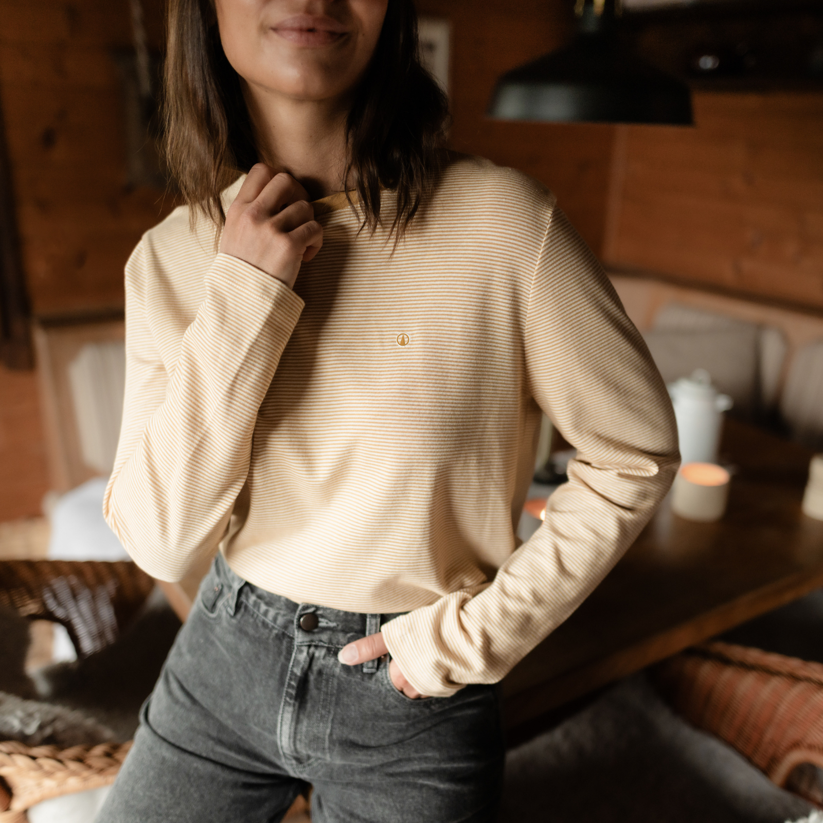 NORDLICHT Alva Oversize Langarmshirt Gelb M Bio-Baumwolle
