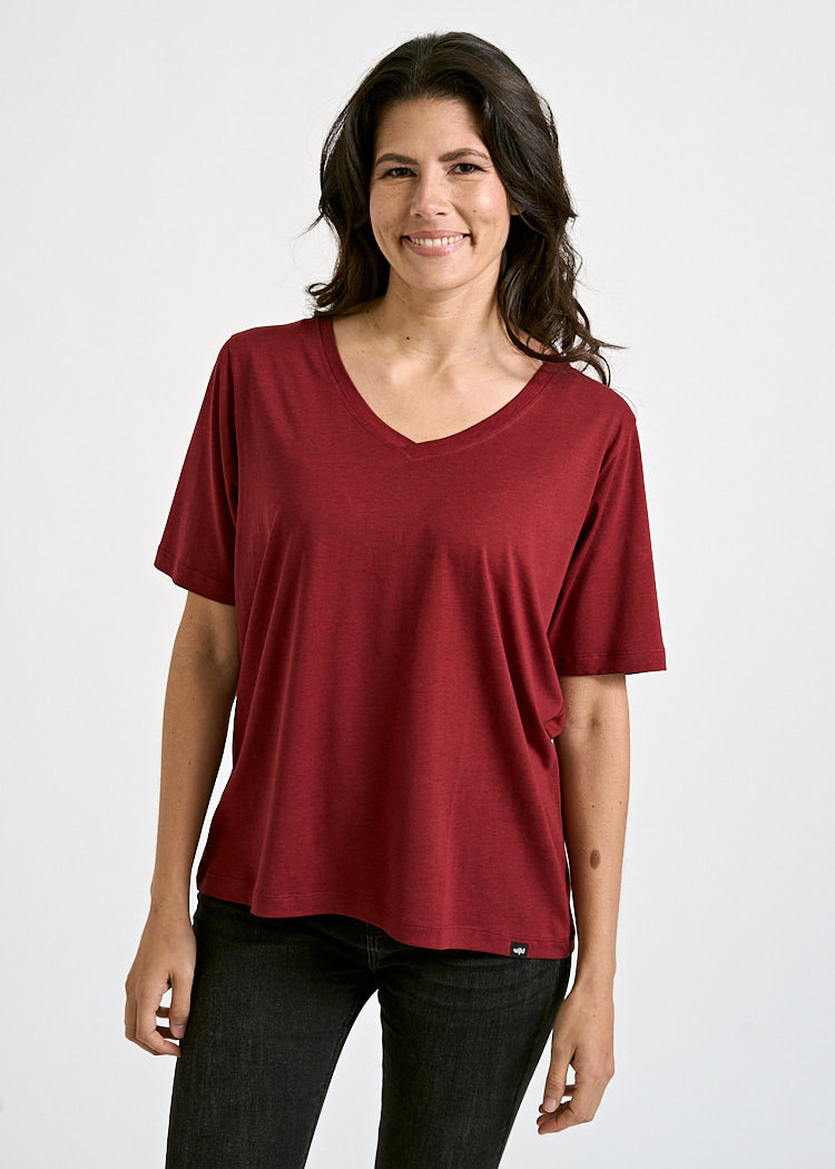 Wijld Woodshirt Frida Merlot Damen T-Shirt Rot Basic