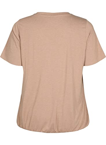 Zizzi T-Shirt Damen V-Ausschnitt Meliert Saum Balloneffekt