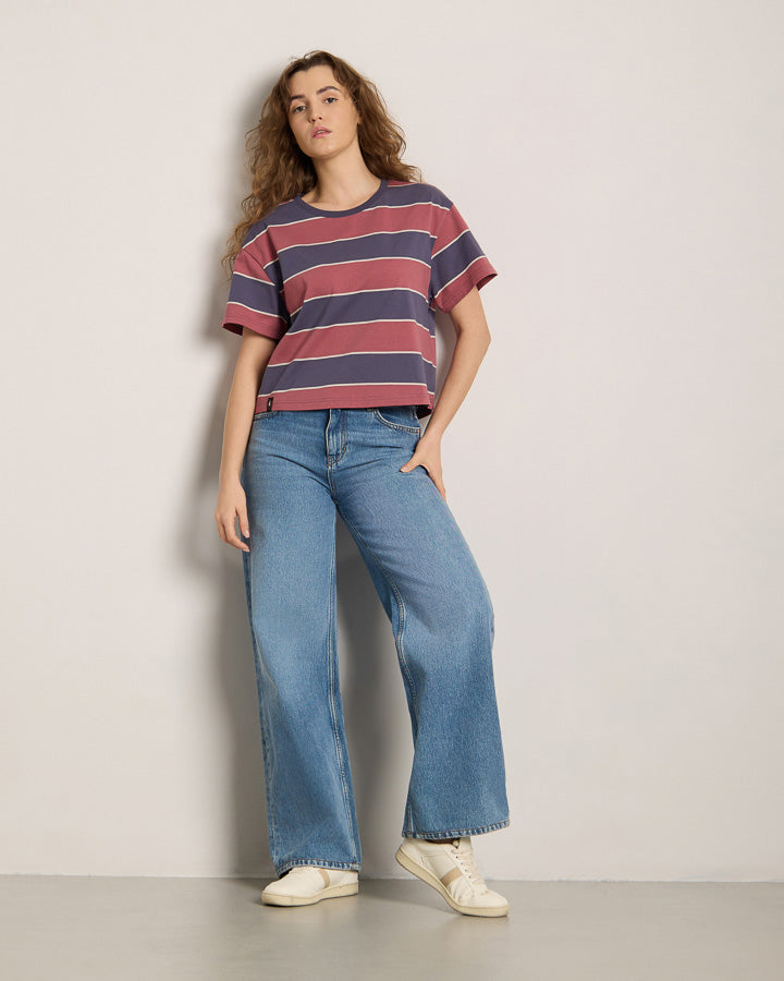 NIKIN TreeShirt Striped T-Shirt Dark Ink-Blush Oversize