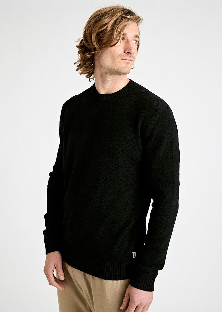 Wijld Emil Nero Herren Strickpullover schwarz Wolle