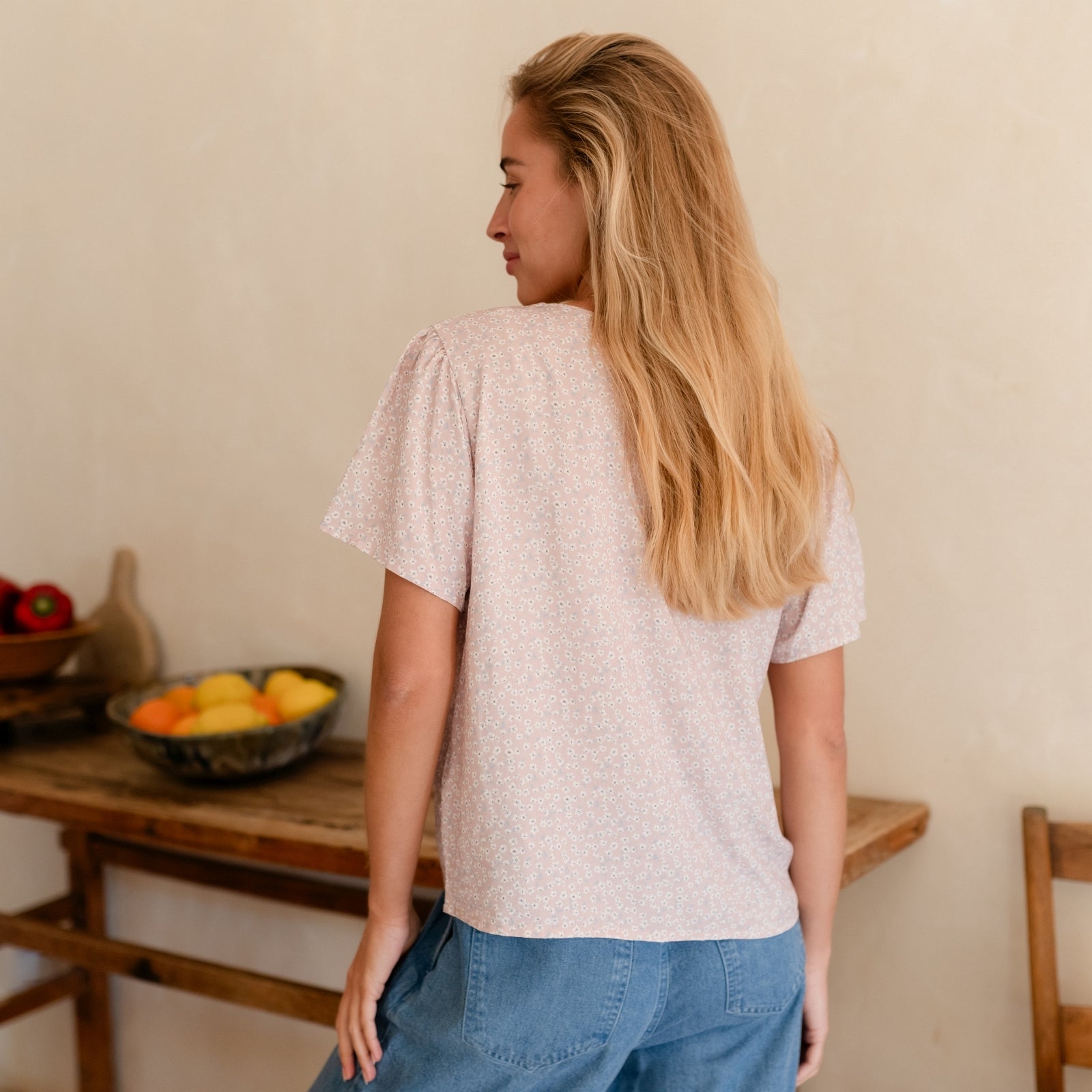 Nordlicht Saga Bluse Blumen Rosa XS