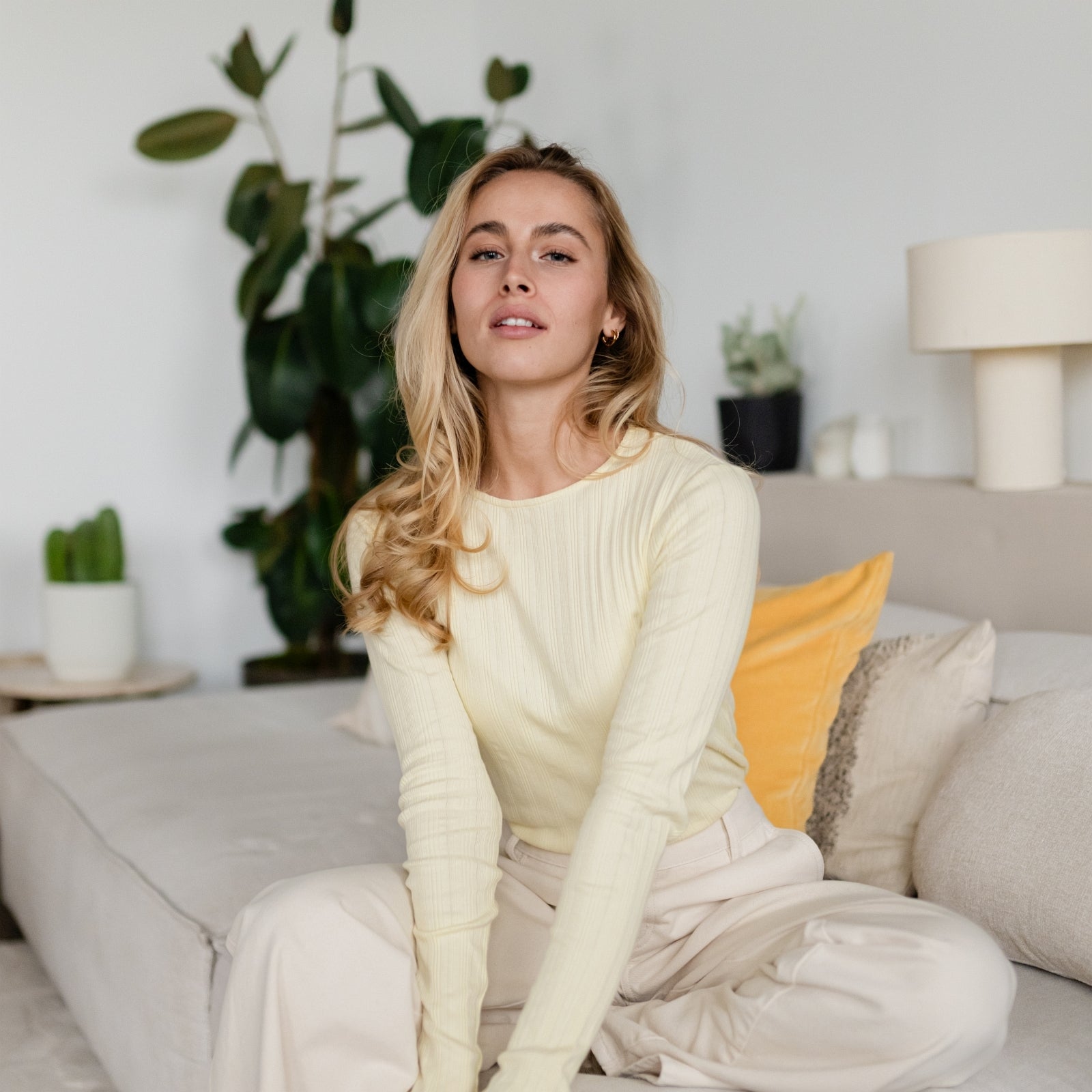 NORDLICHT Maja Langarmshirt Damen Gelb Bio-Baumwolle