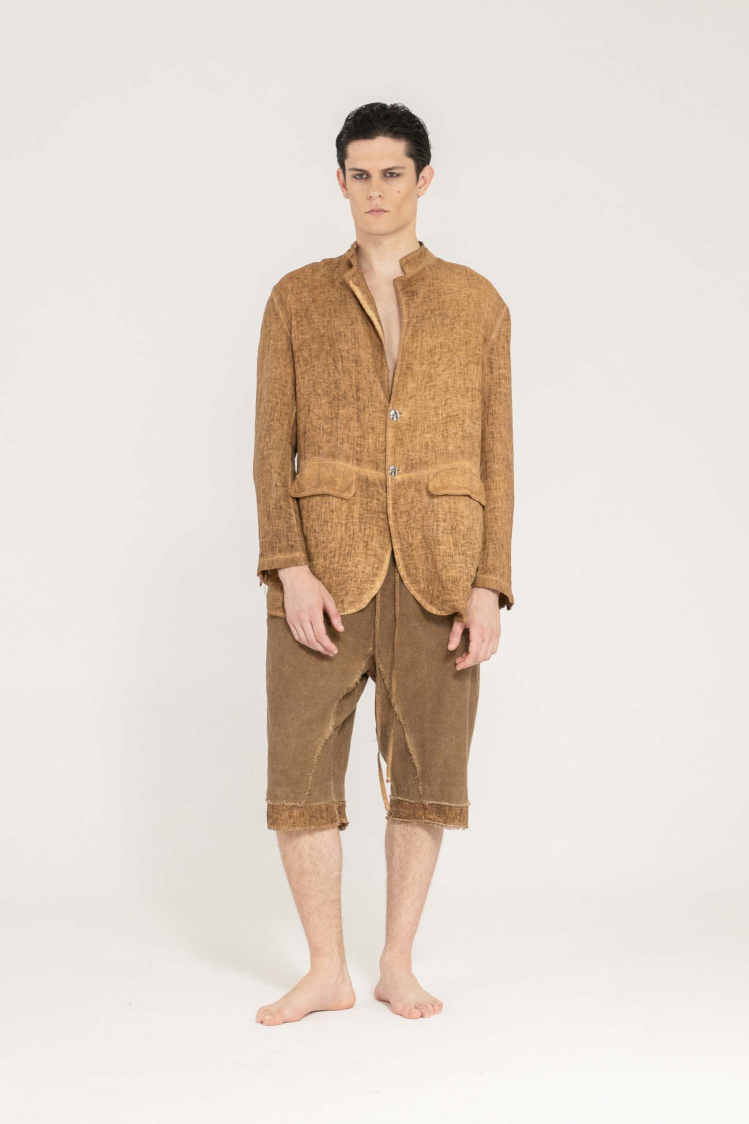Sanctamuerte Capispalla Blazer Leinenjacke Koreakragen