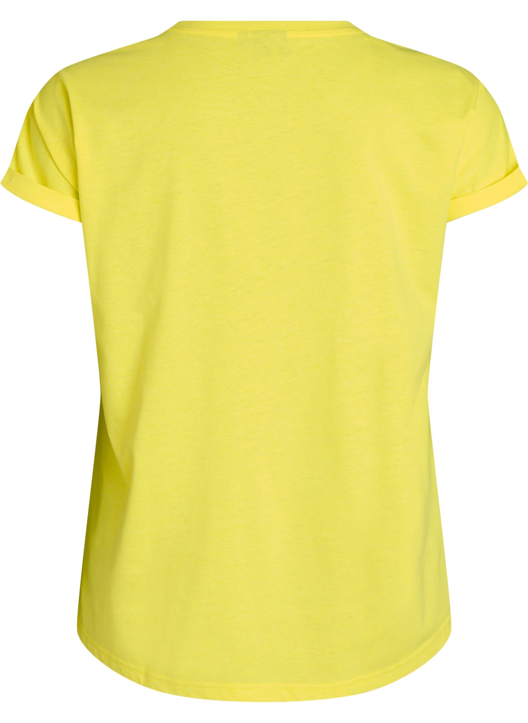 Zizzi T-Shirts Neon T-Shirt Baumwolle Große Größen