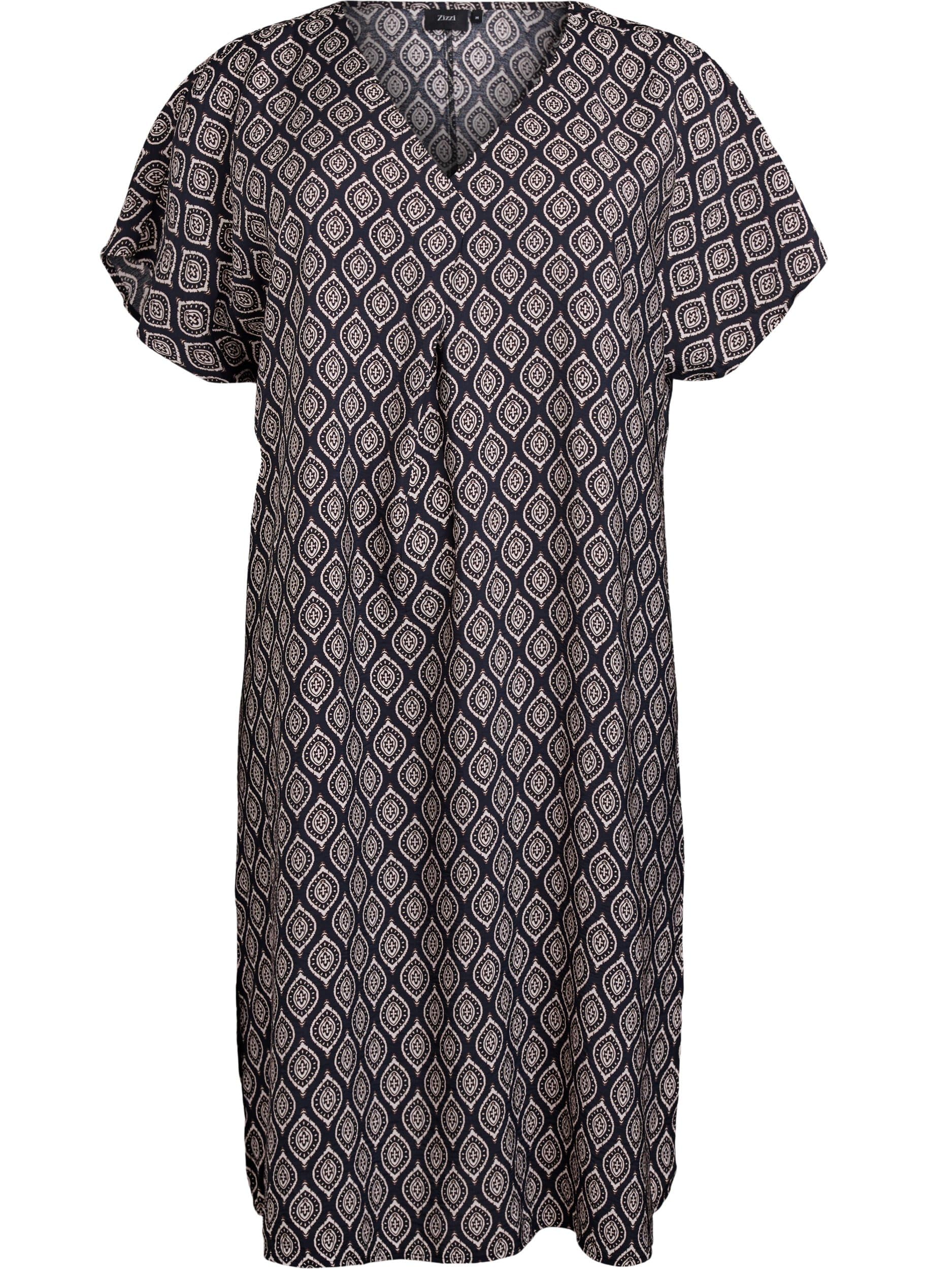 Zizzi Kleid Viskose V-Ausschnitt Seitenschlitz Gr. 42-60