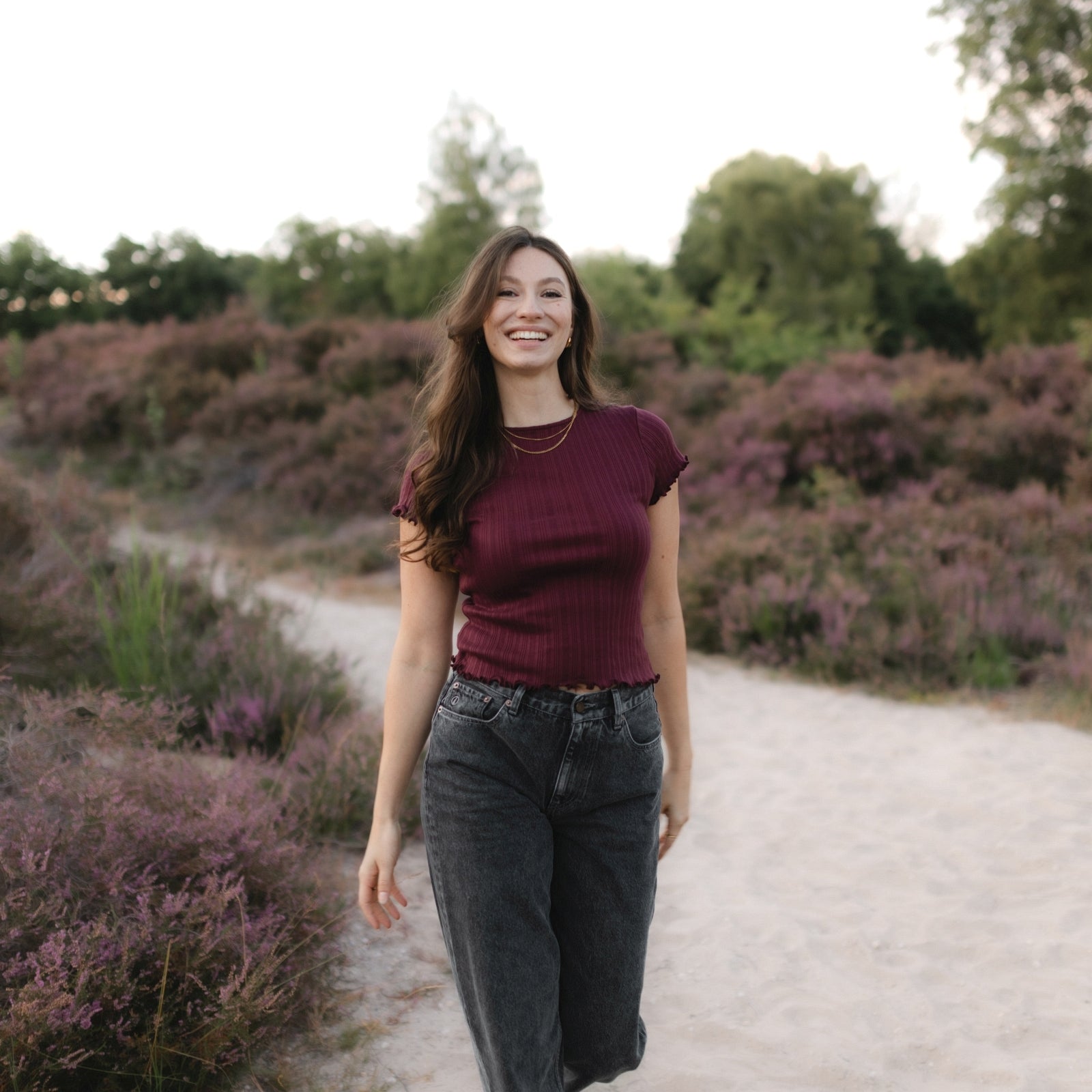 NORDLICHT Maja T-Shirt Cherry Langarm Bio-Baumwolle