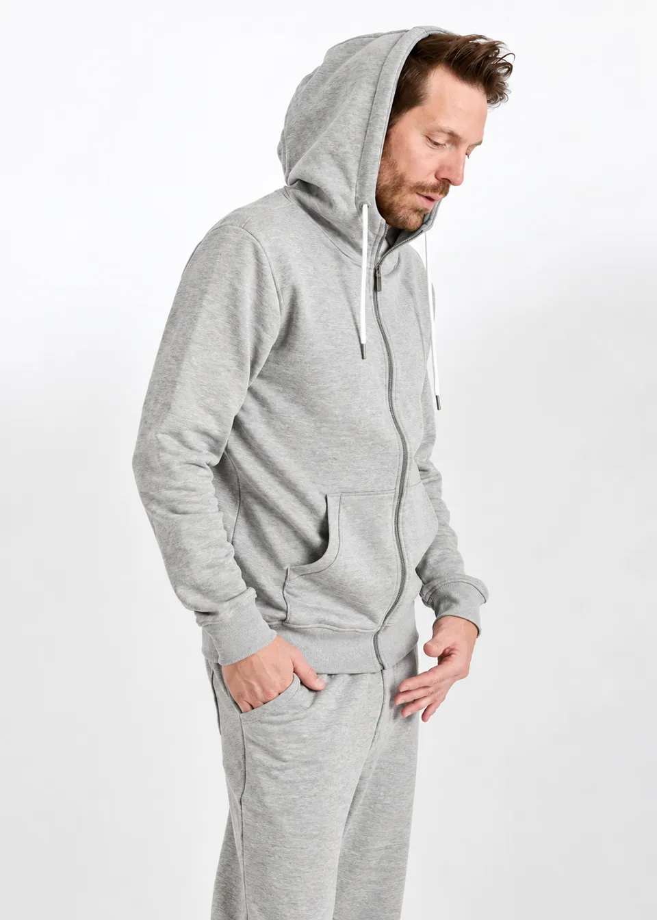 Wijld Leon Gray Melange Herren Sweatjacke Kapuze