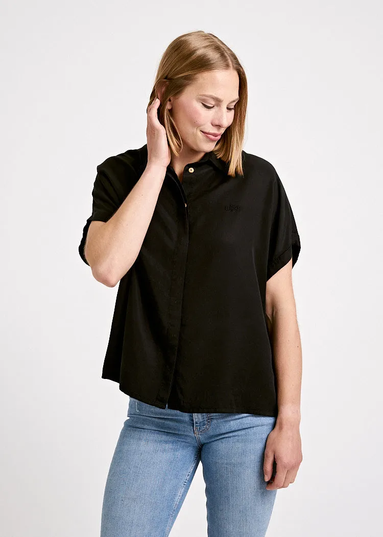 Wijld Twill Bluse Black Damen-Bluse Lyocell