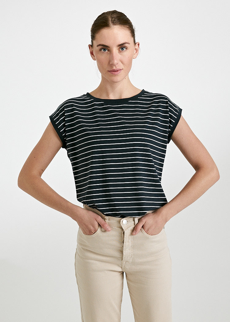 Wijld Elena Stripes Blue Damen Shirt aus Holz locker