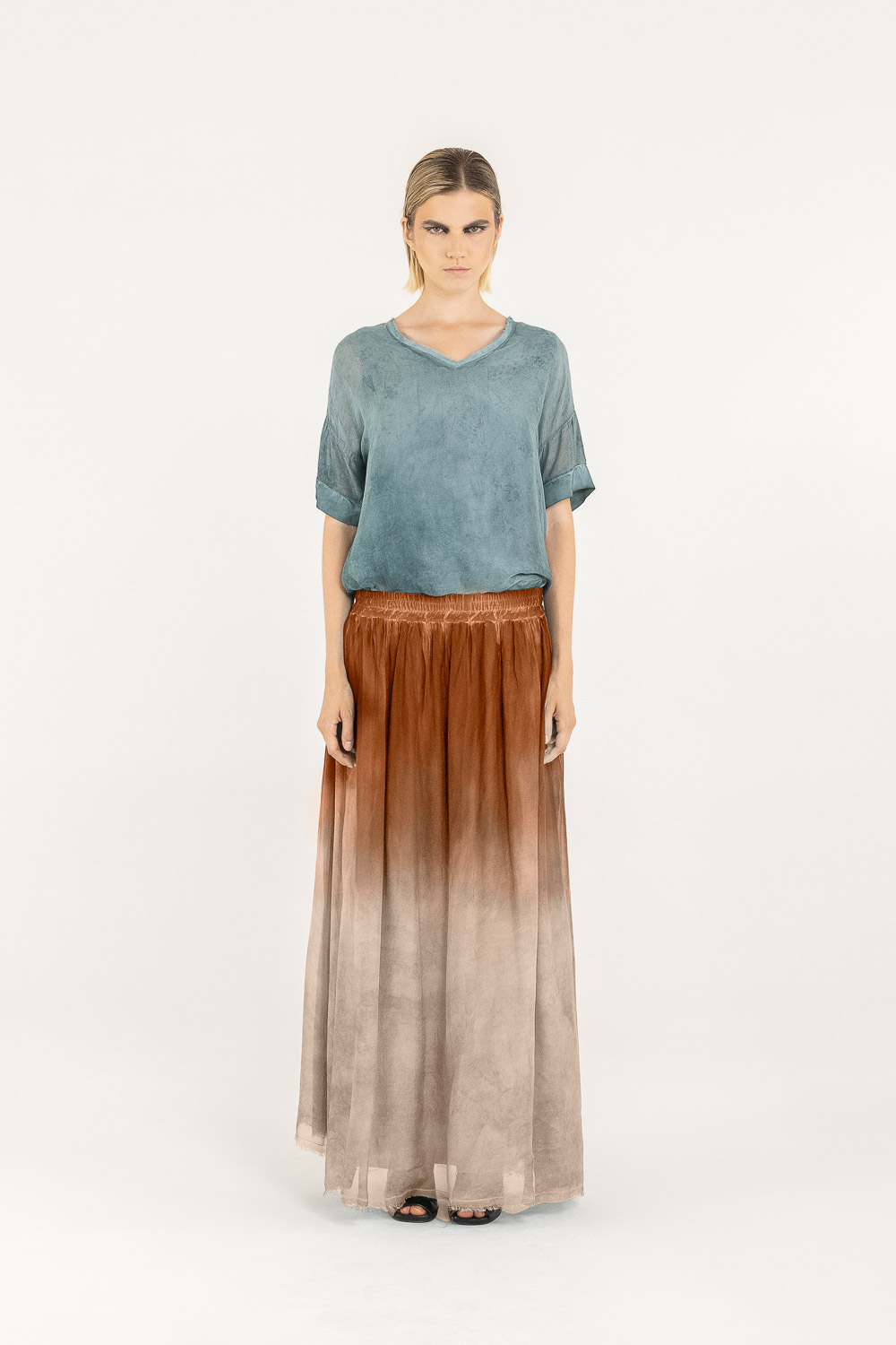 Sanctamuerte Gonne Arricciata Rock Degrade Viskose-Seide