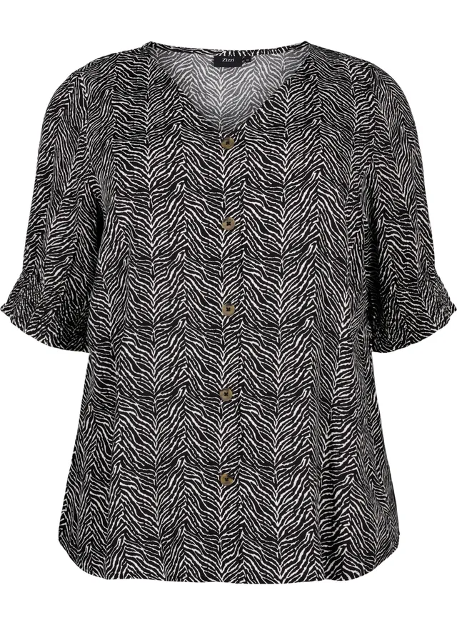 Zizzi Blouses & Shirts Bluse V-Ausschnitt Viskose 3/4-Arm