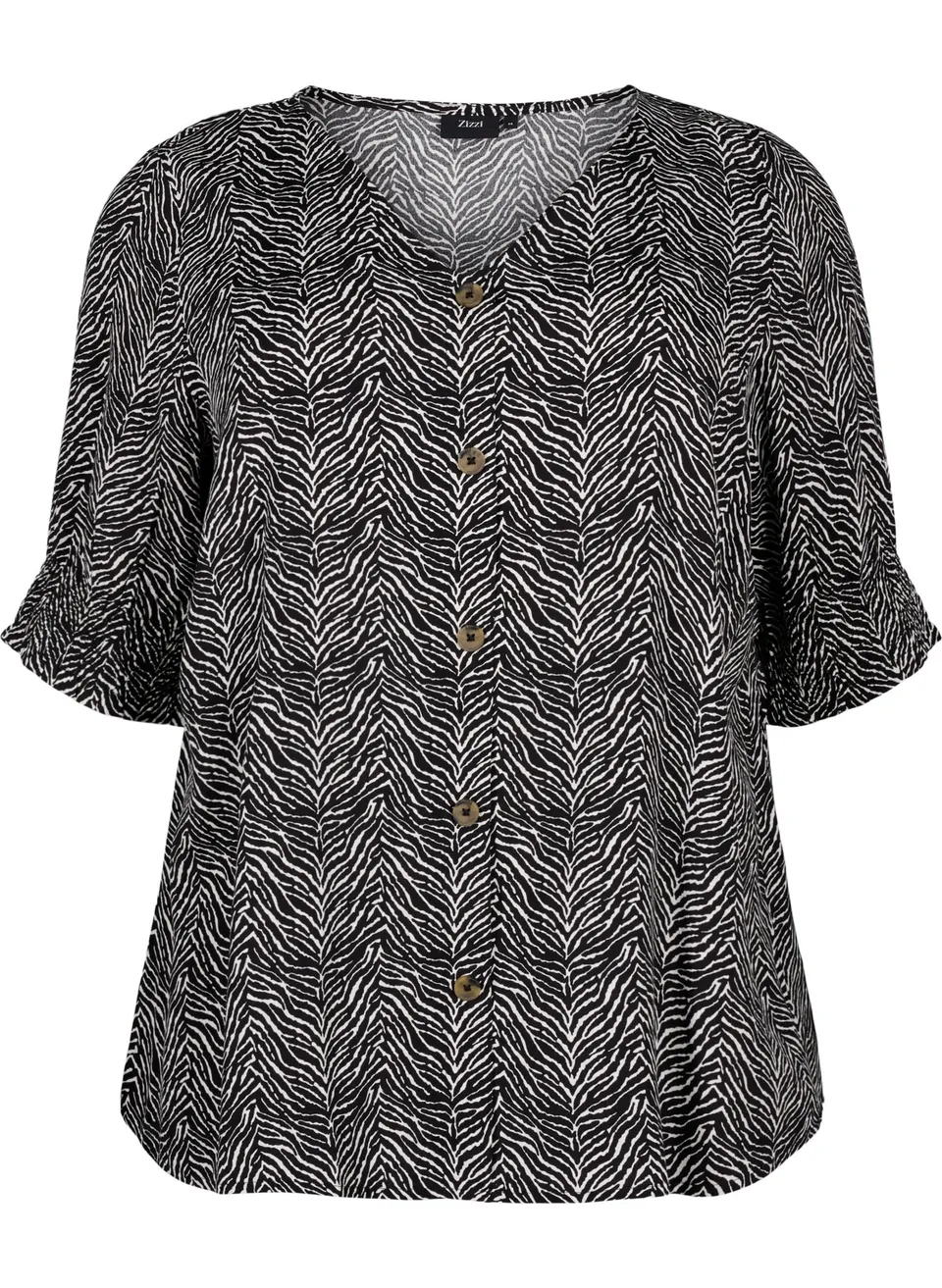 Zizzi Blouses & Shirts Bluse V-Ausschnitt Viskose 3/4-Arm