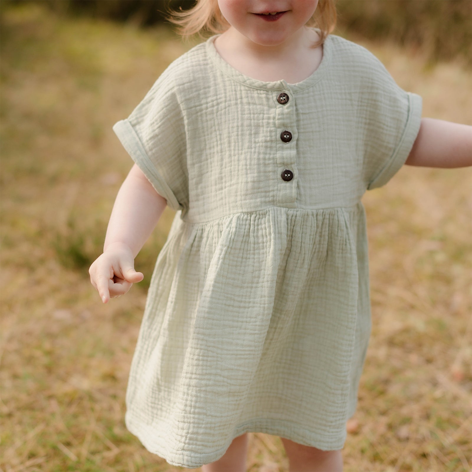 Nordlicht Alma Musselin Kleid Kinder Grün 62/68 Bio-Baumwolle