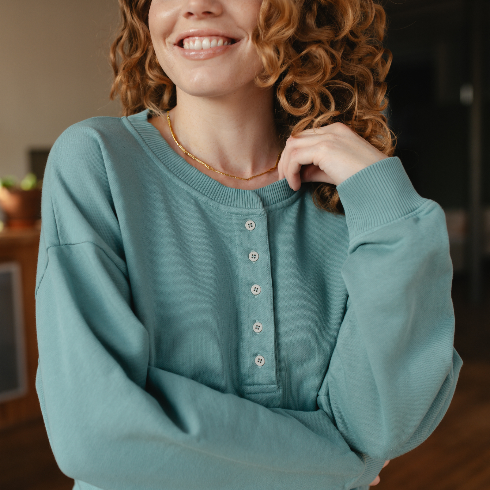 NORDLICHT Vanja Henley Sweater M Bio-Baumwolle