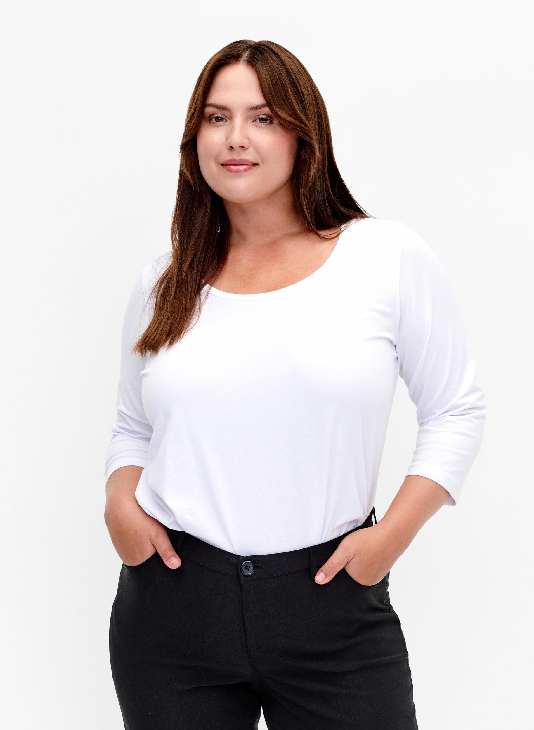 Zizzi Basic T-Shirt 3/4-Arm Große Größen Schwarz