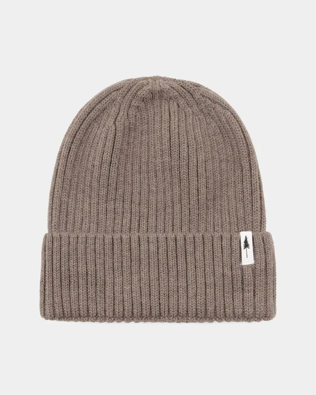 NIKIN Treeanie Merino Mütze Taupe Mel 100% Merinowolle gerippt