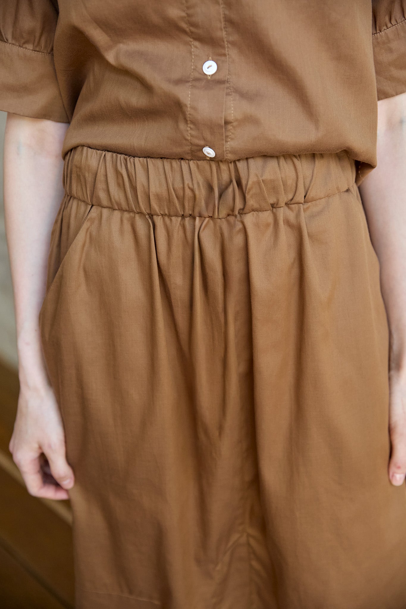 Christiane Strobel KATIE Midirock Camel Lyocell-Baumwolle