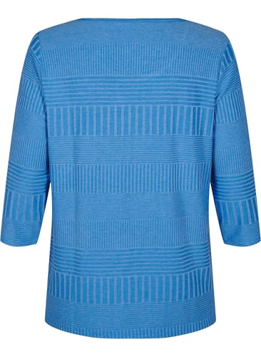 Zizzi Bluse Große Größen 3/4 Ärmel Grau Gestreift