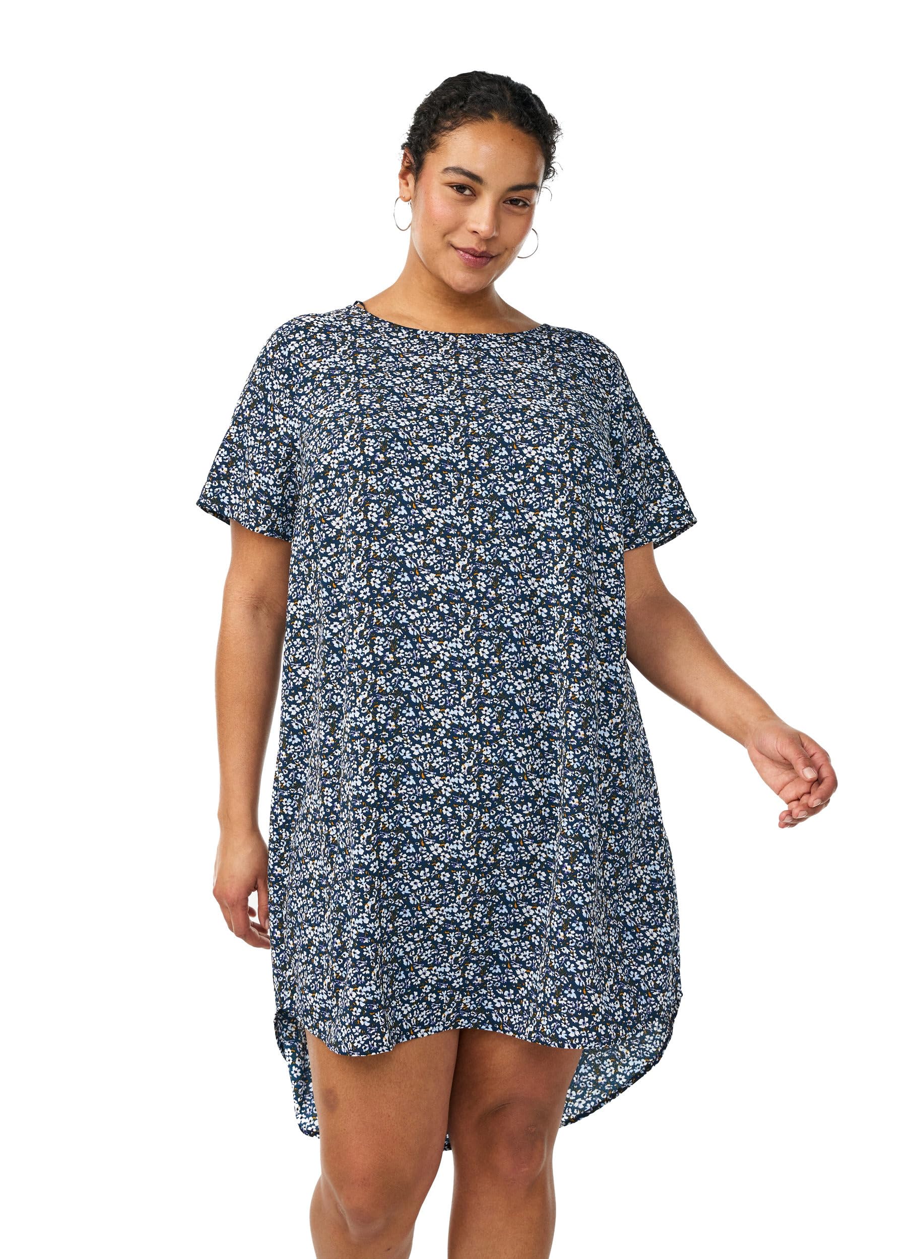 Zizzi Kleid Kurzarm Gr. 42-44 Rundhals High-Low Locker